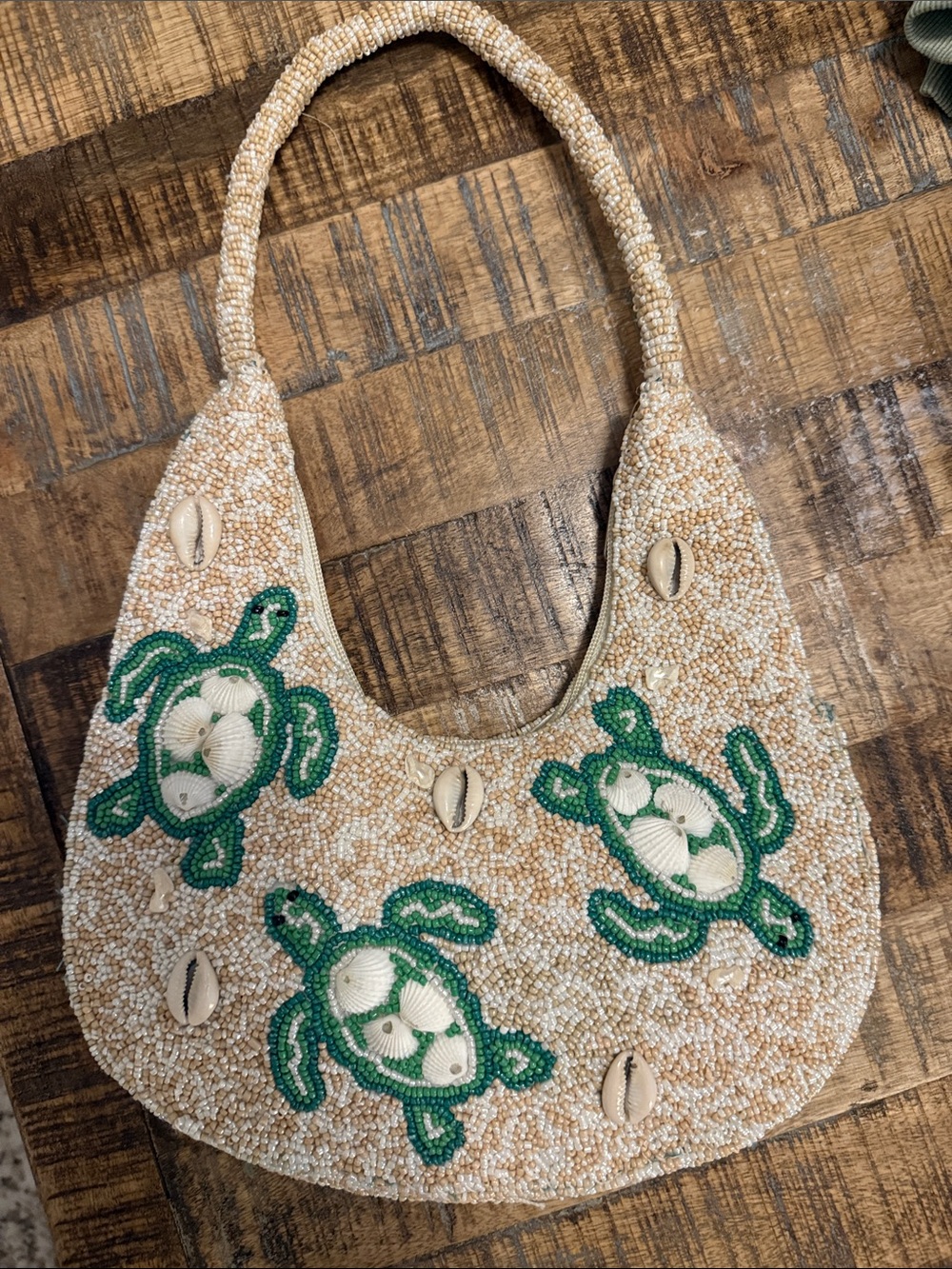 NWT America & Beyond Beaded Sea Turtle Shoulder Bag